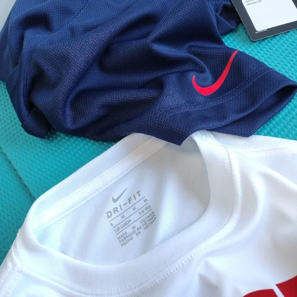 NIKE DRI-FIT Boy's Just Do It - T-Shirt & Shorts 2 Piece Set White Blue Size 6 - Picture 9 of 9